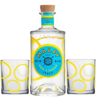 Malfy Con Limone Gin 70 cl with Gift Pack with 2 Glasses